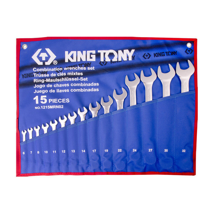 KING TONY 1215MRN02 Combination Spanner Set (15 Pieces)