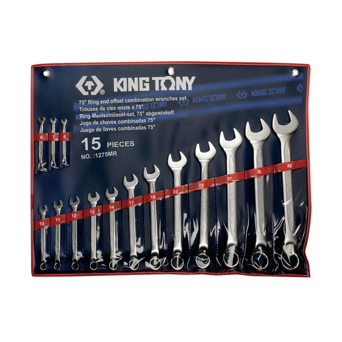 KING TONY 1275MR Combination Spanner Set (15 Pieces)