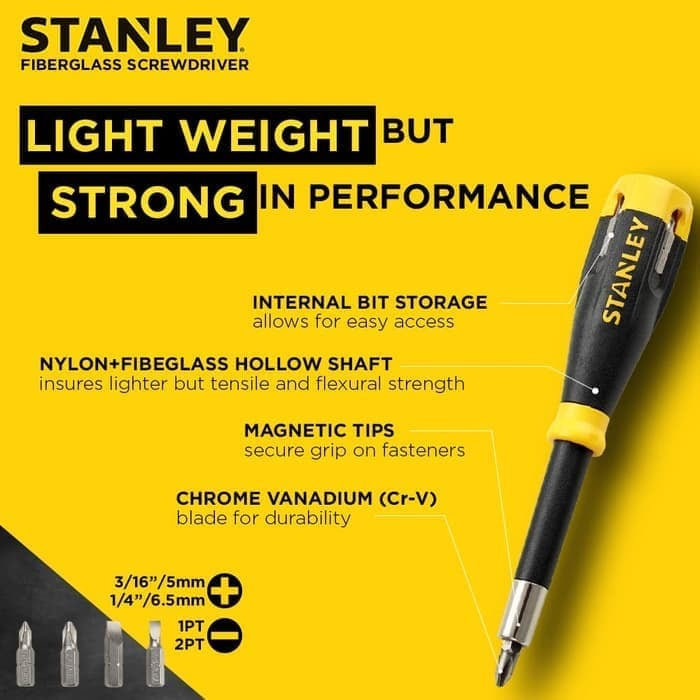STANLEY STMT68107 4 In 1 Fiberglass Screwdriver Set