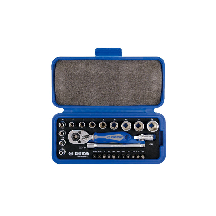 KING TONY 2025MR 1/4" Dr. Socket Set (26 Pieces)