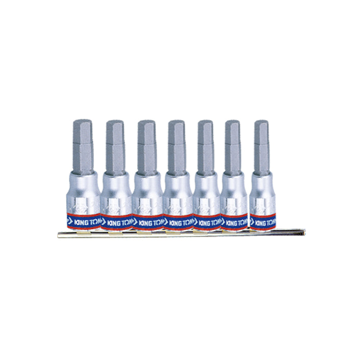 KING TONY 2127PR 1/4" Dr. Hex Bit Socket Set 3-10MM (7 Pieces)