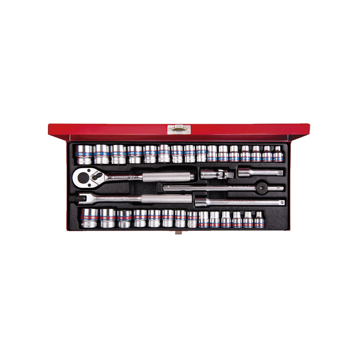 KING TONY 3036CR 3/8" Dr. 12 Point Socket Set (36 Pieces)