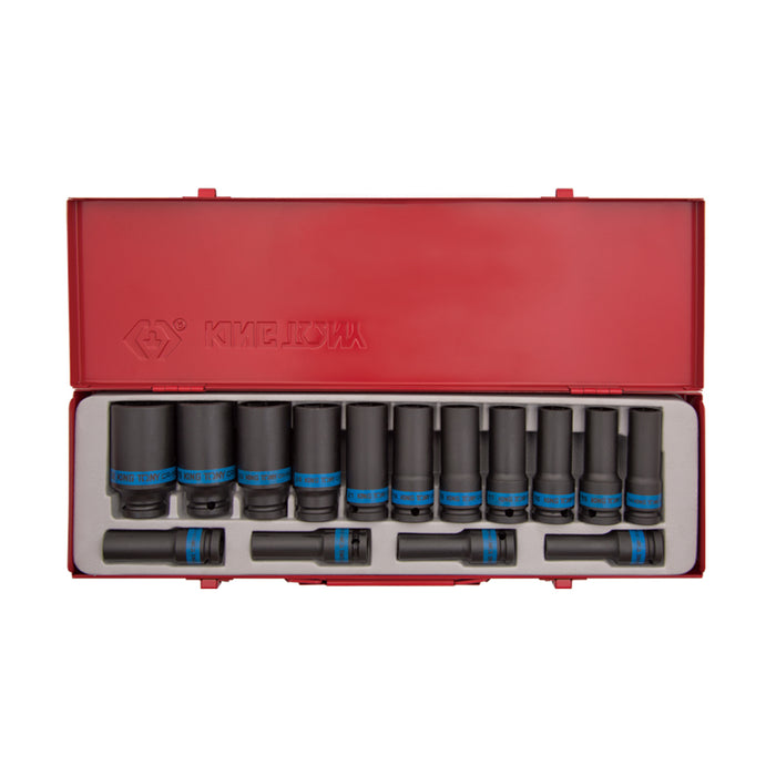 KING TONY 4415MP 1/2" Dr. Impact Deep Socket Kit 10-32MM (15 Pieces)
