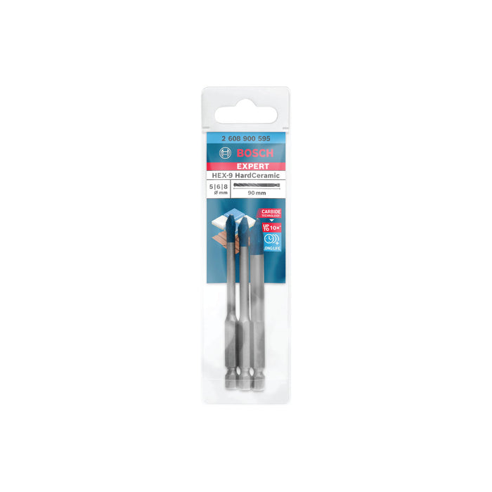 BOSCH 3 Pieces Expert Hex-9 Hard Ceramic Drill Bit Set (5/6/8 MM)