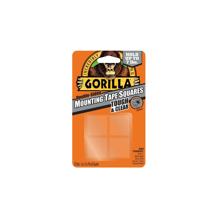 GORILLA Tough & Clear Mounting Tape Squares (1"X1"X24Pcs)