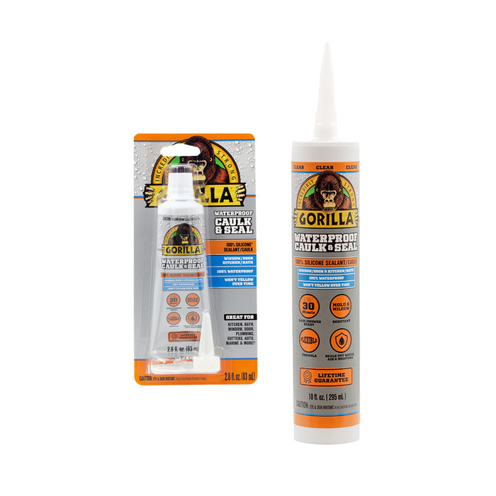 GORILLA Waterproof Caulk & Seal 100% Silicone Sealant (Clear)