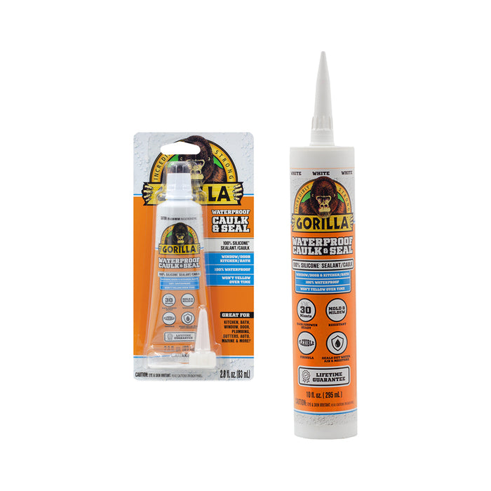GORILLA Waterproof Caulk & Seal 100% Silicone Sealant (White)
