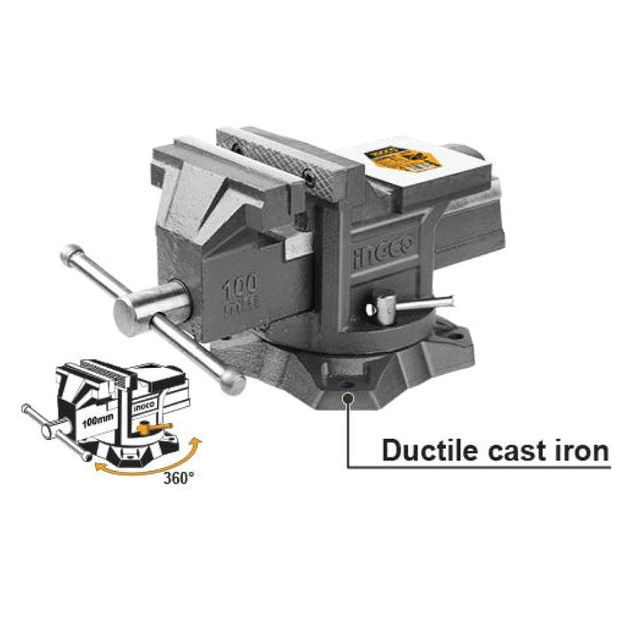INGCO HBV086 HD Bench Vise With Swivel Base & Anvil (6")