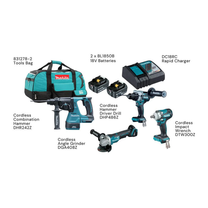 MAKITA 18V Cordless Greatest Combo Set 1 (2 x 5.0AH)