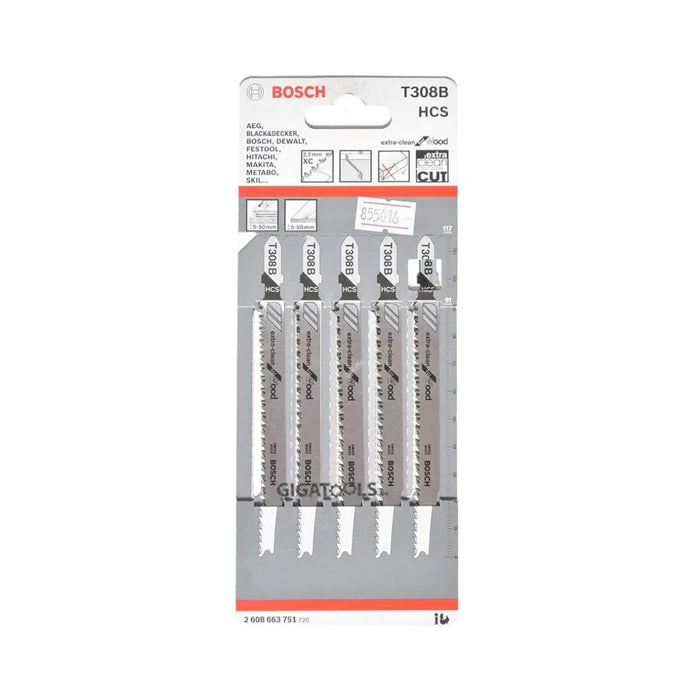 BOSCH T308B WOOD Jigsaw Blade (5 Pieces)
