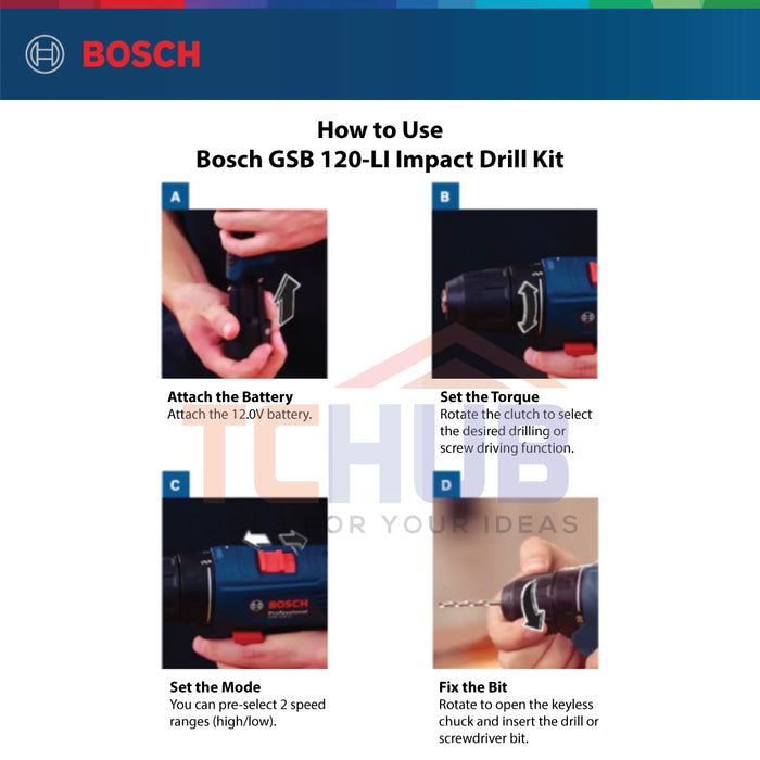 BOSCH GSB 120-LI Cordless Impact Drill (2.0AH)