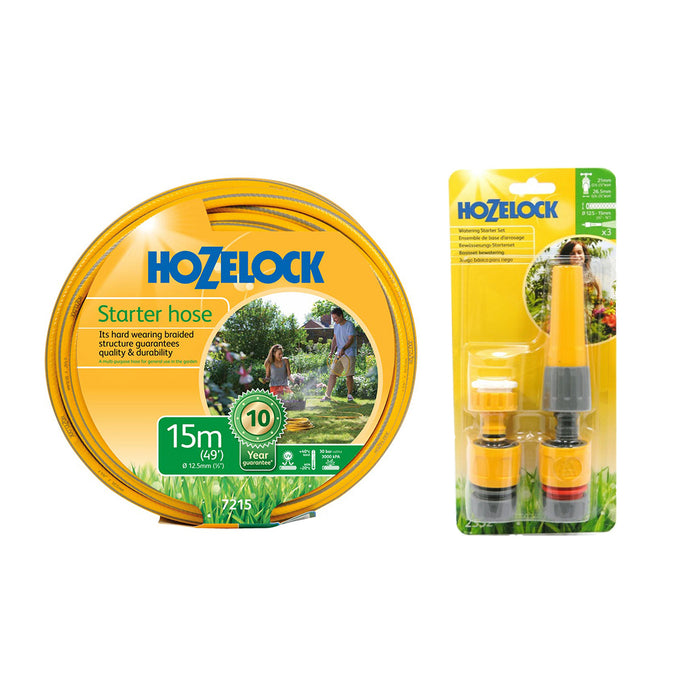 HOZELOCK 7215 Yellow 15M MAXI-PLUS Hose Kit (w/ 2352 Hose Fitting Set)
