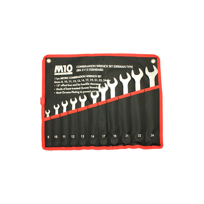 M10 11GTS Combination Wrench Set 8-24MM (11 Pieces)