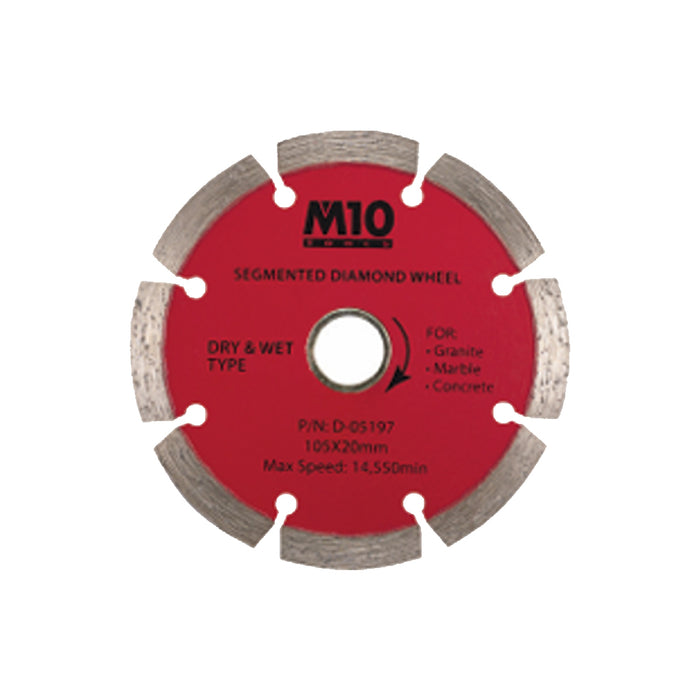 M10 Segmented Rim Diamond Cutting Wheel 4"X20MM (105MM)