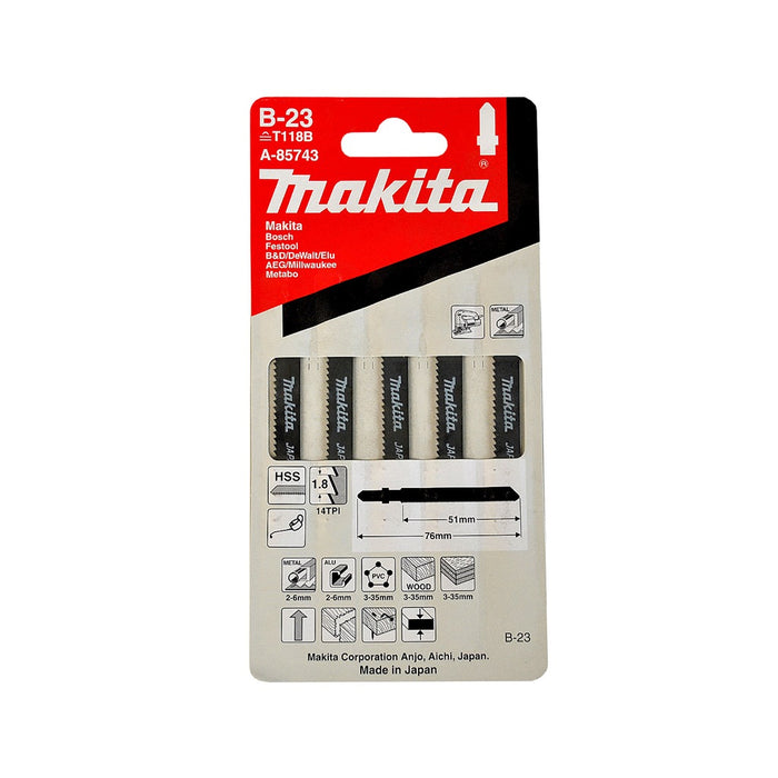 MAKITA A-85743 Jig Saw Blade B-23 (5 Pieces)