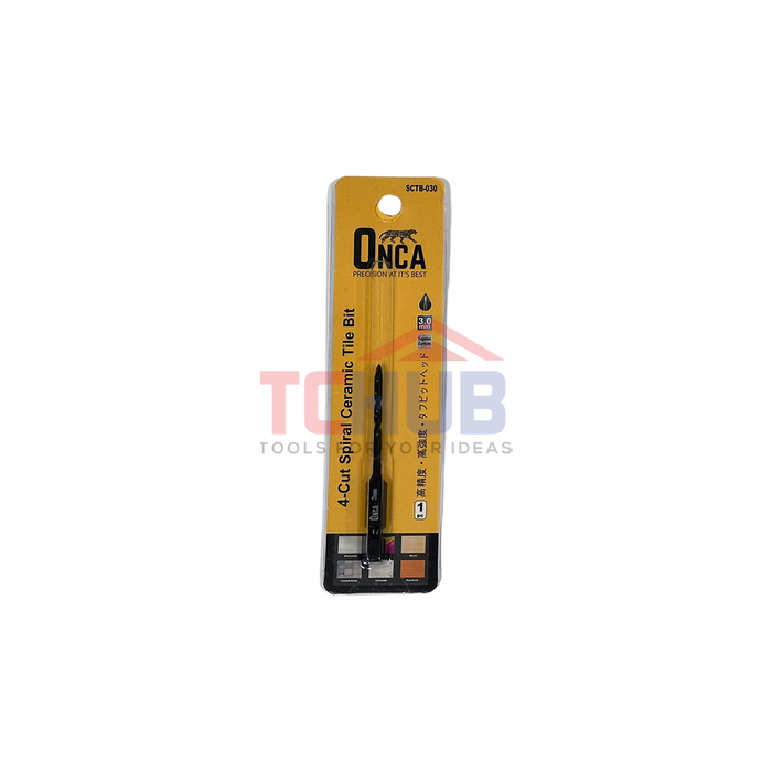 ONCA TCT Spiral Ceramic Tile Bit 1/4"Hex (4 Cutter)