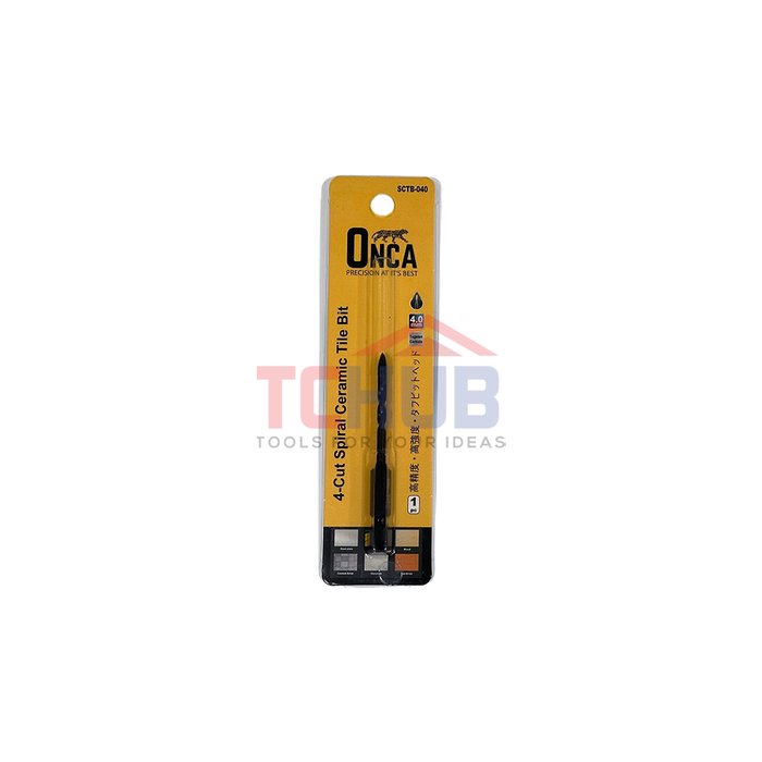 ONCA TCT Spiral Ceramic Tile Bit 1/4"Hex (4 Cutter)