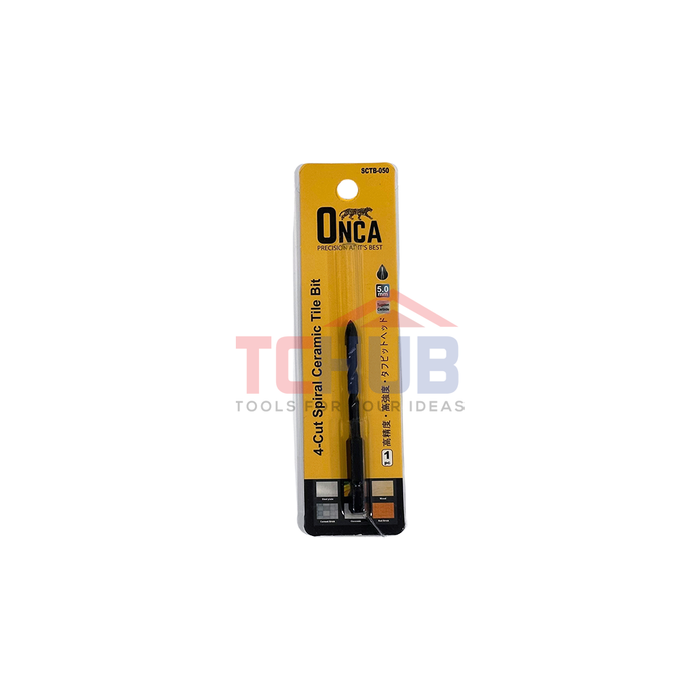 ONCA TCT Spiral Ceramic Tile Bit 1/4"Hex (4 Cutter)