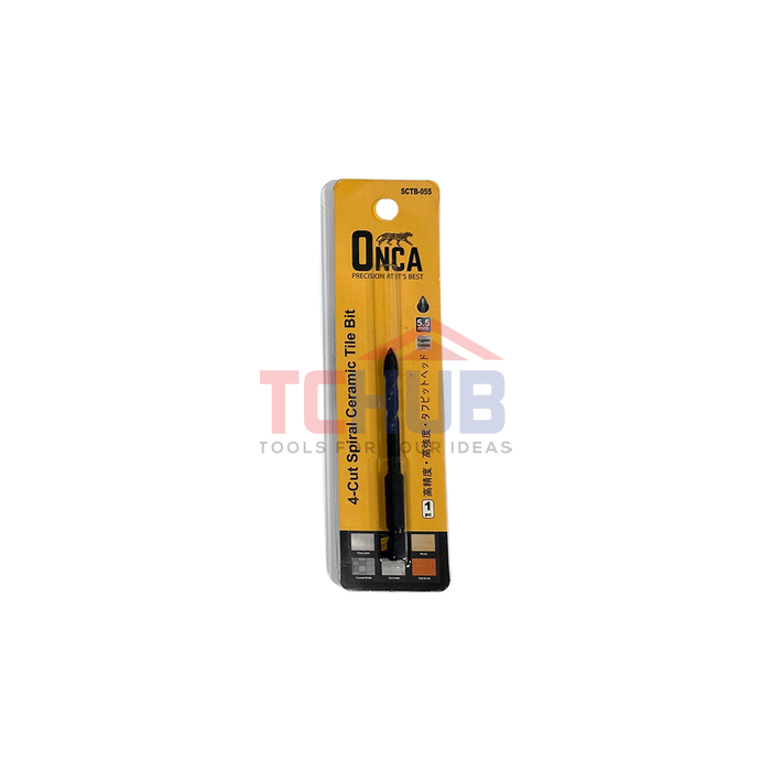 ONCA TCT Spiral Ceramic Tile Bit 1/4"Hex (4 Cutter)