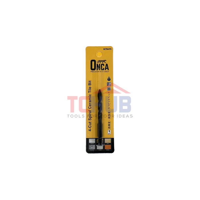 ONCA TCT Spiral Ceramic Tile Bit 1/4"Hex (4 Cutter)