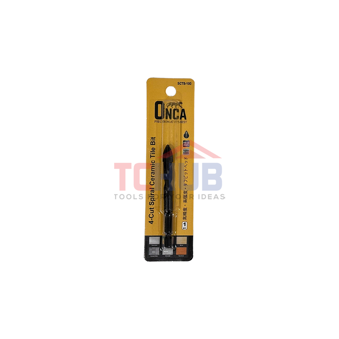 ONCA TCT Spiral Ceramic Tile Bit 1/4"Hex (4 Cutter)