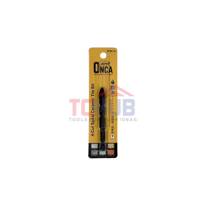 ONCA TCT Spiral Ceramic Tile Bit 1/4"Hex (4 Cutter)