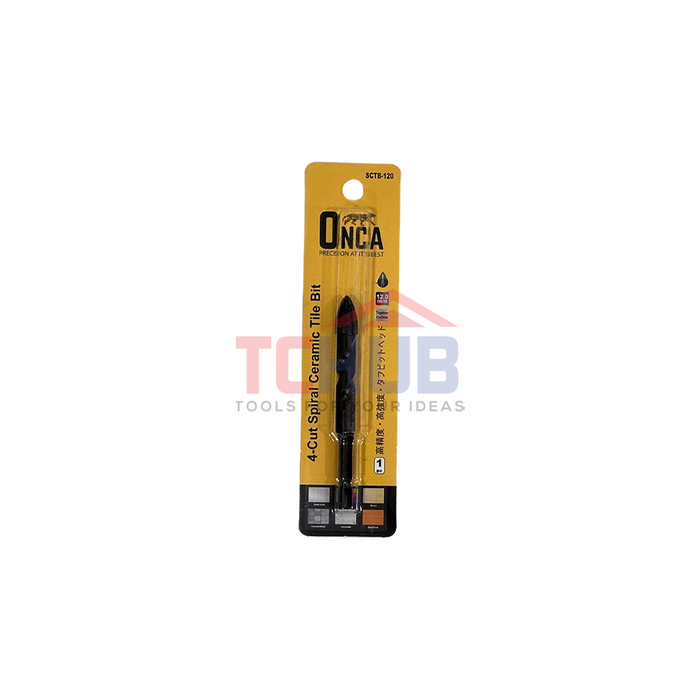 ONCA TCT Spiral Ceramic Tile Bit 1/4"Hex (4 Cutter)
