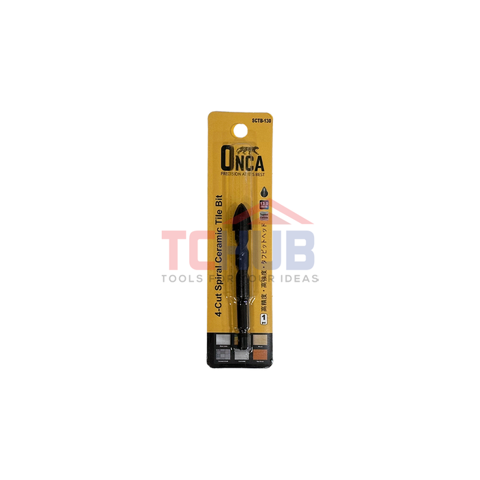 ONCA TCT Spiral Ceramic Tile Bit 1/4"Hex (4 Cutter)