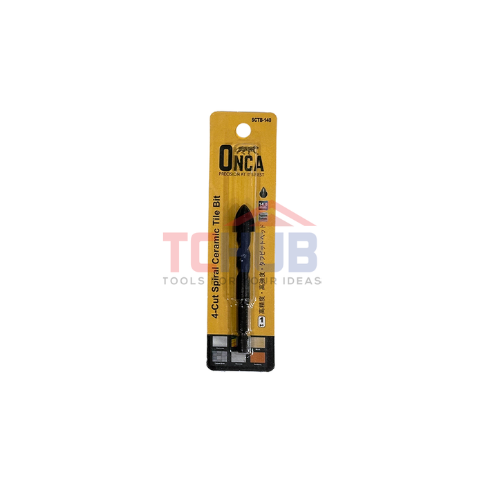 ONCA TCT Spiral Ceramic Tile Bit 1/4"Hex (4 Cutter)
