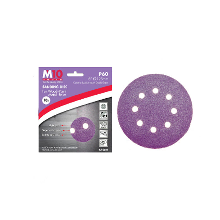 M10 Purple Velcro Sanding Disc 10 Pieces (Grit 60-80)