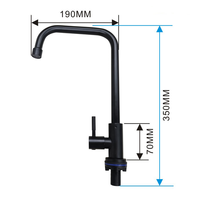 SHOWY 3918 Wand Lever Quarter Turn S/S "L" Sink Tap (Black)