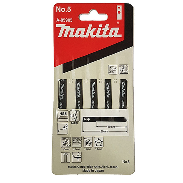 MAKITA A-85905 No.5 Jig Saw Blades (5 Pieces)