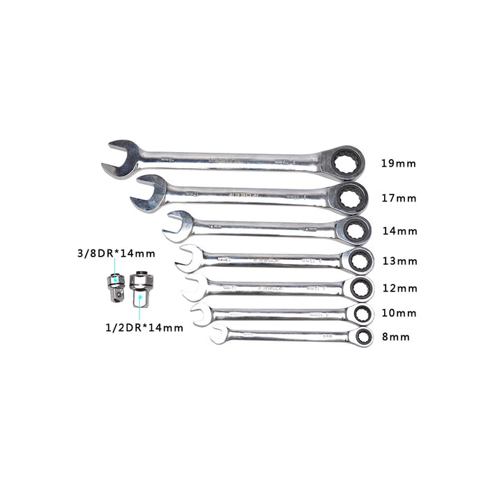 ROBUST DEER  RTW1009 9 in 1 Ratchet Combination Spanner Set