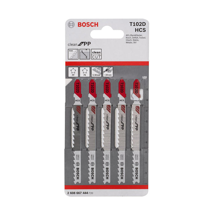 BOSCH T102D PP Jig Saw Blade (5 Pieces)