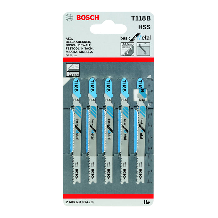 BOSCH T118B Metal Jig Saw Blade (5 Pieces)
