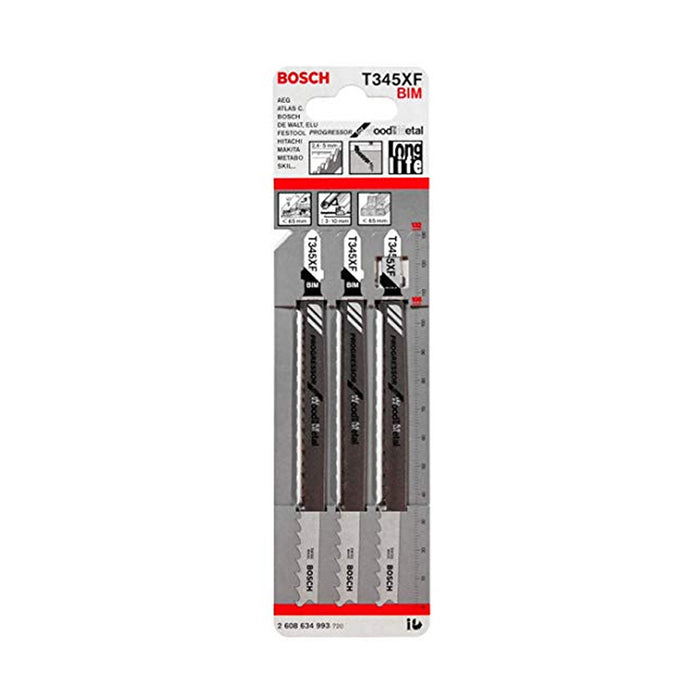 BOSCH T345XF Wood/Metal Jig Saw Blade (3 Pieces)